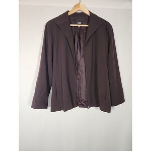 Eileen Fisher Wool Open Blazer‎ Jacket Lined Brown Minimalist Classic Womens M
